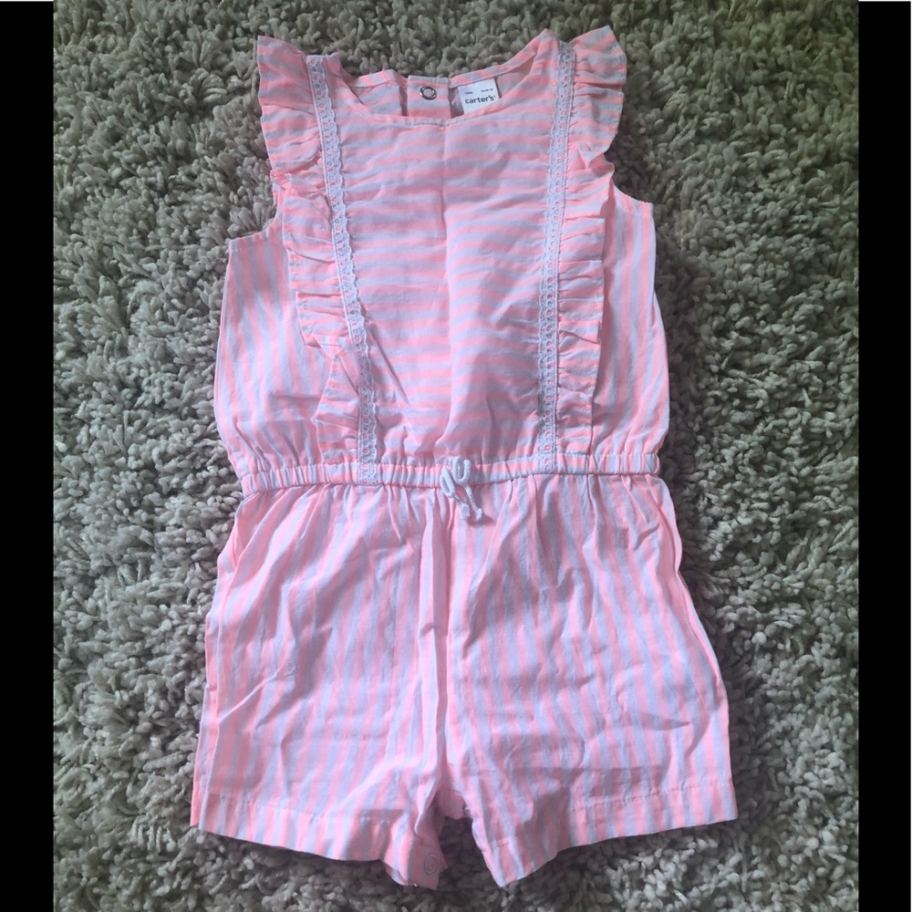 Carters Striped Pink And White Romper 18 Months